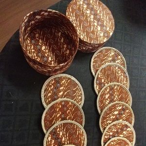 Coasters, Handcrafted Fabric on Bamboo